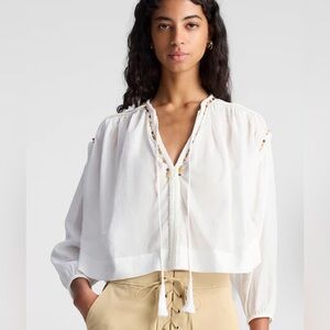 A.L.C. Jodie Crochet-Trim Cotton Voile Top – White – New With Tags